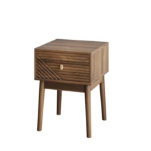 Mid-Century Walnut Bedside Table, Bedroom Nightstand, Bedside Table With Metal Handles, 40 X 40 X 55 Cm, 2 Pieces - Natural Color - View 11