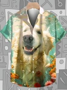 Pop Summer New Men's Shirt 3d Cute Dog Print Hawaiian Shirts For Men Daily Casual Short Sleeved Shirt New Oversized Shirt - A508D-AL23486 - 查看 3