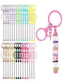30pcs/Set Colorful Metal Beaded Keychain Strips, DIY Multi-Color Keychain Strips Keychain Accessories, DIY Craft Jewelry Making Supplies Assorted Set - (Chain Terms) Package - View 1