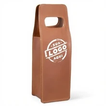 Porta Vinho 1 Garrafa Premium em Couro Sintético com Alça Resistente Presente Elegante Luxo - Caramelo - Visão 2