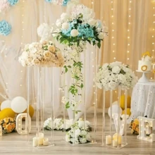Acrylic Tall Flower Stand, Detachable Flower Rack, Suitable For T-Stage Events Reception Floral Display, Party Decor Home, Wedding Ceremony Balloon Display, Wedding Floral Display Stand - Clear - View 6