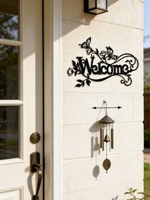 Outdoor Entrance Wall Decor - Welcome Sign Metal Laser Cut Wall Hanging - Black-c - View 7
