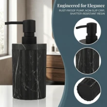 Bình đựng xà phòng màu đen với họa tiết sọc dọc bằng đá cẩm thạch, kiểu dáng hiện đại sang trọng, phù hợp cho phòng tắm, mặt bàn bếp, bình chứa dung dịch có thể tái sử dụng. - tròn - Xem 5