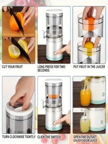 1pc Rechargeable Electric Citrus Juicer, Portable Compact Durable Plastic Body, Suitable For Orange, Lemon, Lime, Unique Asymmetrical Design, Fresh Juice Making, Practical Daily Kitchen Tool With Transparent Cup - Multicolor - View 10