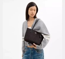 City Tote Bag In Signature Canvas Bags For Women Purses And Handbags For Women COACH Classic Leather Printed Tote Bag Casual Bag For Daily,Gift For Women - 黑色 - 查看 6