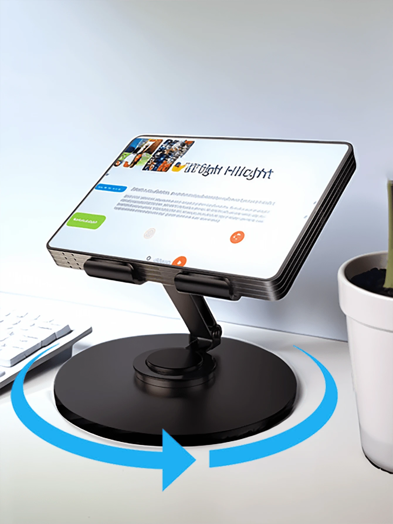 Giá đỡ máy tính bảng bằng kim loại có thể xoay và điều chỉnh 360°, tương thích với iPad Pro 9.7, 10.5, 10.9, 11, Mini 4, 3, 2, máy tính bảng, Kindle, máy đọc sách điện tử (màu đen), cũng tương thích với điện thoại thông minh, điện thoại Android, quà tặng sinh nhật, quà tặng gia đình, bạn bè, phụ kiện điện thoại. - màu đen - Xem 1