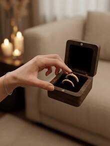 1pc Wooden Jewelry Box, Small Portable Travel Size Jewelry Storage Box For Rings, Earrings, Pendants, Mini Accessories - View 4
