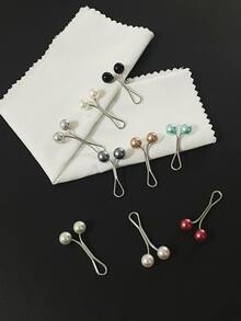 1 pieza Broche de perla, accesorio de bufanda con forma de lágrima, broche de clip de bufanda minimalista versátil con baño electrolítico multicolor, color aleatorio - Clip de fijación - Ver 6