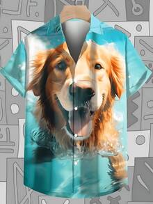 Pop Summer New Men's Shirt 3d Cute Dog Print Hawaiian Shirts For Men Daily Casual Short Sleeved Shirt New Oversized Shirt - A508D-AL23483 - 查看 3