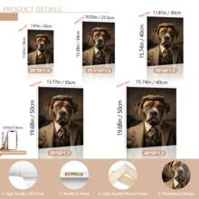 1pc Vintage Wall Art Poster, Vintage Dog Hat Suit Couch Brown, Retro Animal Themed Poster, Framed Or Unframed, Room Decor, Home Decor, Ideal Housewarming Gift, College Dorm Apartment Decor, Gifts For Wall Decoration In Hotel, Home, Living Room, Bedroom, Bathroom And Office - A - View 9