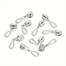 Tiradores de cremallera con gota de metal, recambios de cremallera de nailon plateado, accesorios DIY para equipaje y ropa, deslizadores de cremallera lisos desmontables - plata - Ver 2