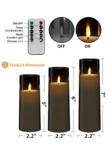 2/3/5/9pcs Battery Powered Flickering Flameless Candles, Battery Operated Candles With Remote Control And 2/4/6/8 Hour Timer, Acrylic LED Pillar Candles With Movable Wicks, Suitable For Holiday, Wedding, Gift, Fireplace, Home Decor (2.2" Dia X 5"/6"/7" H) - Grey - View 8