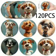 6/120pcs 2D Printed Cute Dog Design Round Wooden Coasters, Suitable For Patio, Kitchen, Living Room, Home Gatherings, Dining Table Decor, Gift For Friends And Family, Ideal For Valentine's Day, Wedding, Birthday, Party, Home Decor Accessories - Multicolor - View 8