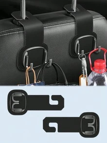 Móc treo đồ phía sau ghế xe hơi – Móc treo đôi bằng kim loại có thể gập lại, bọc giả da lộn, dành cho ghế sau, ngăn chứa đồ ẩn cho túi xách, ví, đồ tạp hóa – Chắc chắn, không gây trầy xước, giữ cho nội thất gọn gàng, móc treo đồ nhỏ. - treo lên - Xem 12