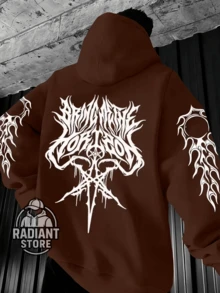Comfortable Basic Sweatshirt For Everyday Wear. Gothic Design With Stylish Symbols, Art, Streetwear, Urban Culture, Street Fashion, Street, Graffiti, Tagging, Skater, Unisex, Men's And Women's Sweatshirt. 50% Cotton 50% Polyester. Top Premium Streetwear. New Release. Immediate Shipping. Various Colors!! - 鏽棕色 - 查看 1
