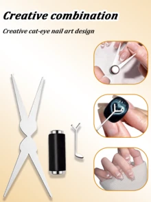 1/2/3件套猫眼美甲磁性工具套装 - X形和心形磁棒，带强力磁条，适用于DIY沙龙3D猫眼凝胶指甲油美甲 - 彩色 - 查看 2