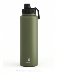 Bình nước thể thao cách nhiệt bằng thép không gỉ 18/26/40oz có nắp ống hút và tay cầm, miệng rộng, hai lớp cách nhiệt chân không, chống rò rỉ, giữ nóng 12 giờ, giữ lạnh 24 giờ. - 40oz xanh - Xem 3