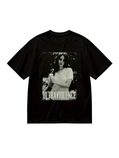 Ultraviolence Album Inspired Graphic T-Shirt For Men - Soft And Comfortable Casual Crew Neck Tee With Lyrics Print, Great For Music Gifts And Collection, Suitable For All Seasons, Machine Washable, Geometric Pattern Design, Relaxed Fit For Adults, Black With White Song Title Print, Chemise Tee, Tshirt Homme