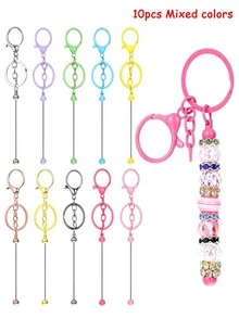 30pcs/Set Colorful Metal Beaded Keychain Strips, DIY Multi-Color Keychain Strips Keychain Accessories, DIY Craft Jewelry Making Supplies Assorted Set - (Chain Terms) Package - View 9