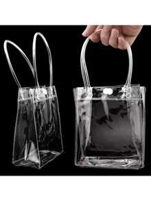 1/2/4pcs Transparent PVC Gift Bags With Handles - Mini Party Favor Bags, Transparent Party Giveaway Plastic Gift Bags, Tote Bags, Bulk PVC Plastic Gift Bags With Handles - View 15