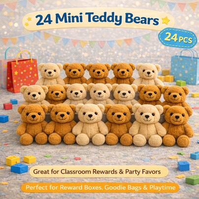 24 Mini Teddy Bear Set – Soft Plush Bears, Perfect As Birthday Gifts, Mother's Day Gifts, Crafts, Keychains, And Gift Box Stuffing.