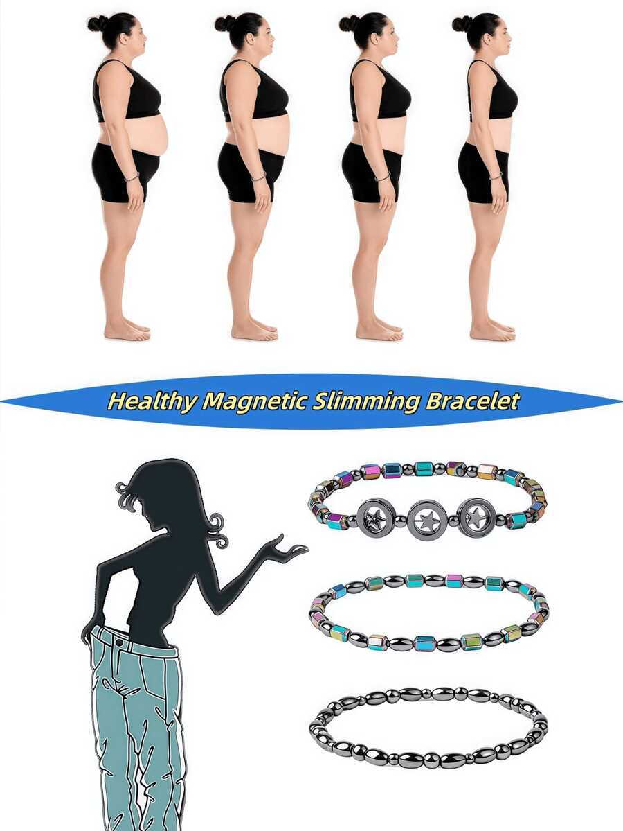 Tobillera de ágata negra natural para pérdida de peso de parejas, pulsera magnética de piedra para yoga de parejas - multicolor - Ver 1