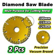 2 piezas de discos de corte de diamante de 100 mm/115 mm/125 mm, discos de corte de mármol y granito soldados, discos de corte de piedra afilados y duraderos para amoladora angular para ranurado de paredes de concreto - A - Ver 2