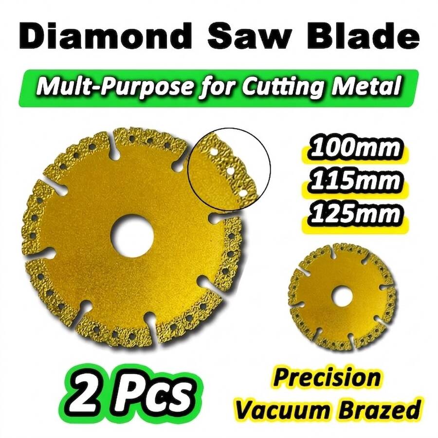 2 piezas de discos de corte de diamante de 100 mm/115 mm/125 mm, discos de corte de mármol y granito soldados, discos de corte de piedra afilados y duraderos para amoladora angular para ranurado de paredes de concreto
