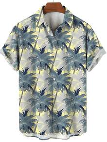 Hawaiian Palm Tree 3d Print Shirt For Men Cool Summer Street Short Sleeve Shirts Tops Lapel Button Oversized Blouse Clothes - A508D-AL23245 - Xem 3