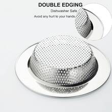4.5" Large Wide Rim Kitchen Sink Drain Strainer 2Pcs - Silver - View 7