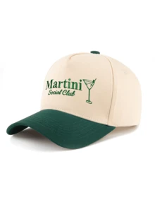 1pc Women's Embroidered Martini Glass Colorblock Baseball Cap, Adjustable Outdoor Sun Protection Casual Hat Suitable For Spring/Autumn Travel, Beach, Y2K Style Cap,Summer - Baseball Cap - View 3