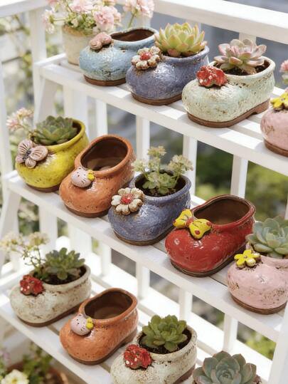 DIY多肉植物花盆，可爱印花花盆，创意卡通陶瓷花盆，简约家居装饰花盆，手绘花盆，大直径可爱卡通陶瓷花盆，春季花盆，阳台装饰，可爱花盆，可爱植物盆，户外园艺用品，适用于花园/卧室/窗台/酒店/书桌/餐桌装饰，节日装饰，复活节礼物，复活节装饰品，精美礼品，可爱
