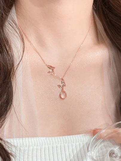 1 pieza Collar con lazo de jade blanco estilo Ins para mujeres