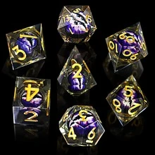 7pcs Resin Dice Set With Sharp Edges, Cat's Eye Effect, For Role-Playing Game - Multicolor - View 6