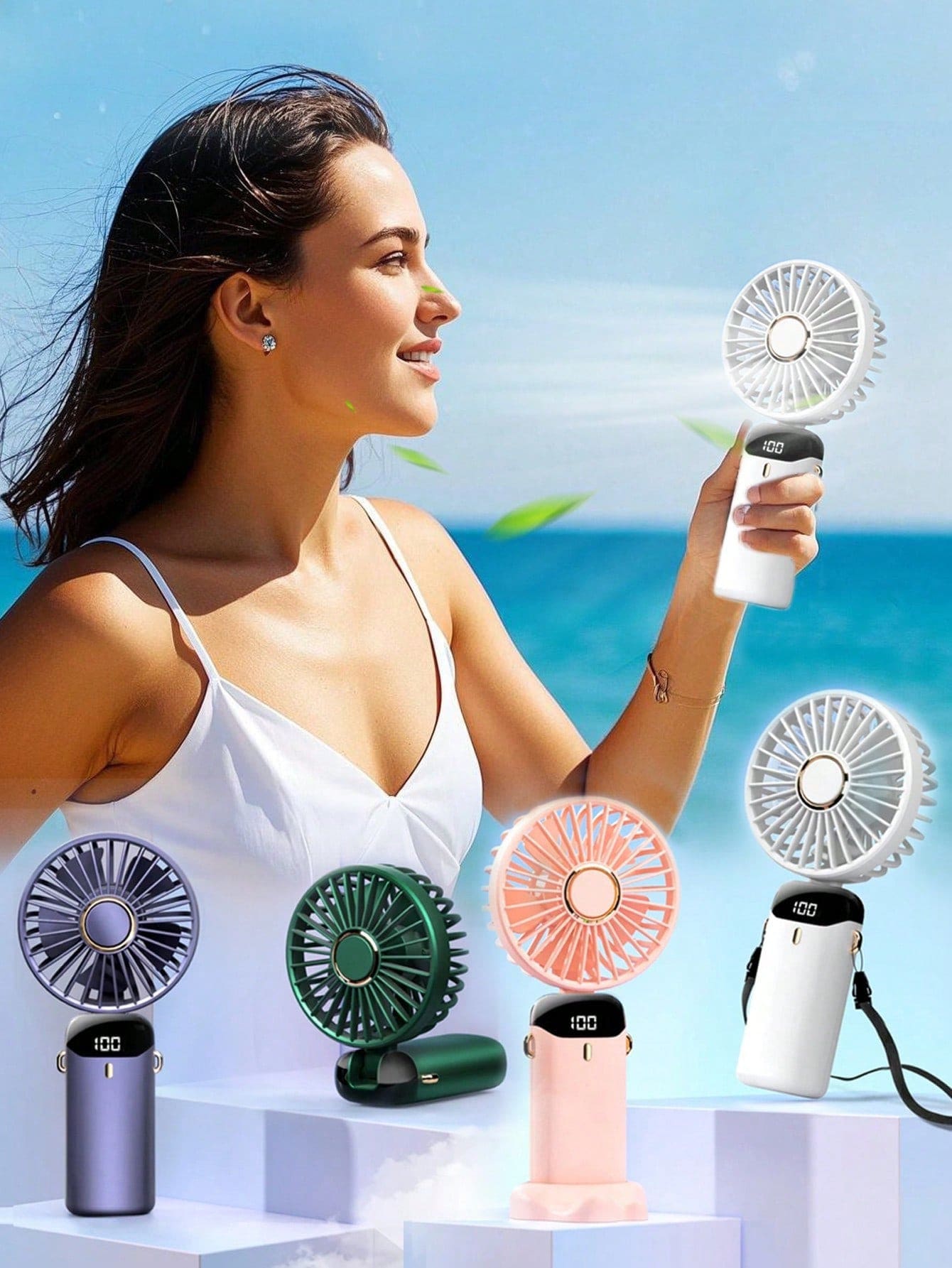 多功能USB折叠迷你手持风扇，超便捷快充，3档风速+300°可调节，夏季完美降温神器 - 多色 - 查看 1