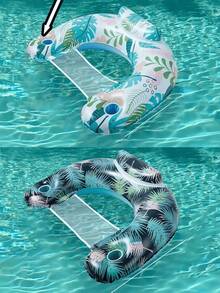 1pc Inflatable Floating Bed, Portable Foldable Air Mattress, Suitable For Swimming Pool, Beach And Lake, Durable PVC Material, Ergonomic Design, Mixed Color (Blue & White), Applicable For Pond Party, Inflatable Swimming Ring, Swimming Pool Inflatable Accessories, Essential For Vacation - One Size - View 15