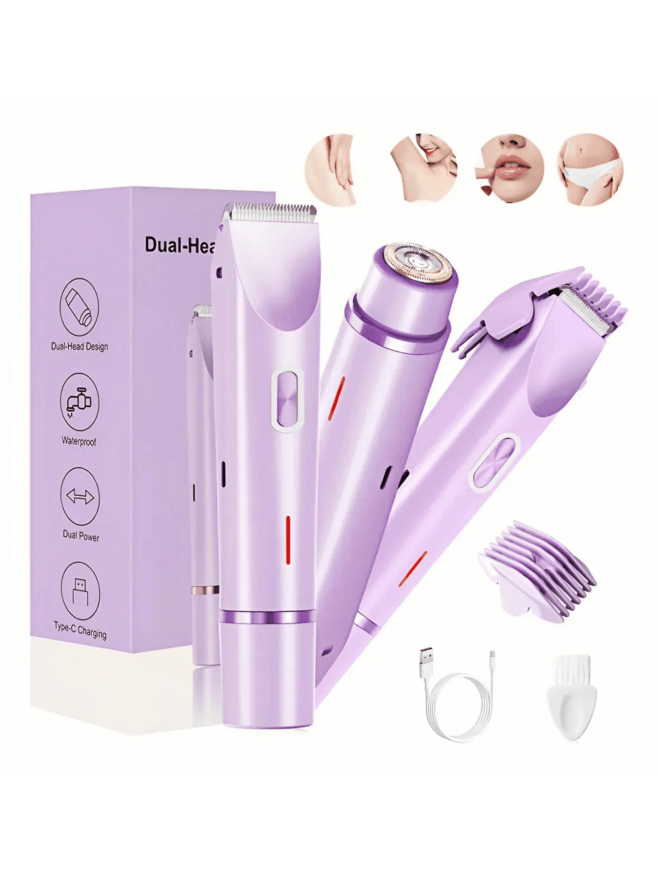 Depiladora Para Mujer Zona Intima,Afeitadora eléctrica y recortadora de vello corporal 2 en 1, recargable por USB, afeitado indoloro, uso en seco y húmedo, cuchillas de acero inoxidable, apto para piernas, línea del bikini, axilas - regalo de vacaciones, herramienta de belleza, diseño elegante, construcción resistente,vibradores sexuales mujer.