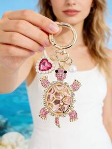 1pc Fashionable Gorgeous Ocean Style Cute Turtle Keychain, Suitable For Women's Car Keys, Bag Pendant Decoration And Gift - Multicolor - View 13