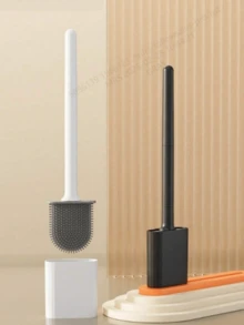 1 chổi cọ toilet bằng silicon kèm giá treo tường - Đầu chổi silicon mềm mại, thiết kế tay cầm dài, dụng cụ vệ sinh đa năng - Bền, tiết kiệm không gian, dễ vệ sinh - Vật dụng thiết yếu giúp sắp xếp nhà cửa - A - Xem 2