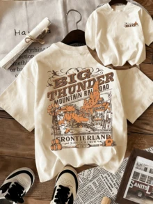 Women's Summer Fashion Trending Letter Print Loose Casual T-Shirt, Versatile Daily Casual Wear - Apricot - View 2