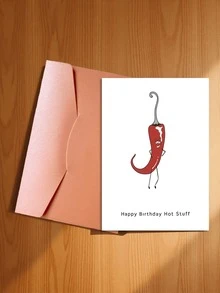 A Fun & Creative Spicy Birthday Card Set (With Envelope) - Cartoon Plant Design, Suitable For Husband, Wife, Girlfriend, Boyfriend - English Text, Daily Office Supplies (Includes 1 Card/1 Envelope, 4.3" X 6.3") - Style a - View 14