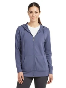 Women's Lightweight Cotton Hoodie Full Zip S-3XL With Pockets Hooded Sweatshirt Jacket Coat Solid Tops Regular & Plus Size Basic Layering Tops Warm Lightweight Cotton Zipper Hoodie Sweatshirt For Women Lady Sweatshirts Long Sleeve Outerwear For Spring Fall Winter Womenswear Activewear Streetwear - 牛仔藍 - 查看 1