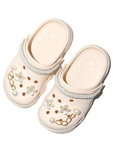 HOEASE Girls' Bright Color Breathable Lightweight Casual Perforated Sandals, Suitable For Summer Beach, Swimming, Gardening, All Season Wear - Beige - View 5