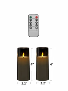 2/3/5/9pcs Battery Powered Flickering Flameless Candles, Battery Operated Candles With Remote Control And 2/4/6/8 Hour Timer, Acrylic LED Pillar Candles With Movable Wicks, Suitable For Holiday, Wedding, Gift, Fireplace, Home Decor (2.2" Dia X 5"/6"/7" H) - Grey - View 12