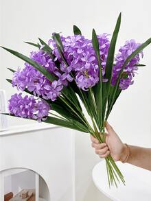 1/3/6pcs Artificial Hyacinth Flowers, 47cm Fake Flowers Suitable For Wall, Living Room, Bedroom, Wedding, Party Decoration, Tabletop Filler, Home, Desktop Decor, Kitchen, Wedding, Tabletop, Center Decor, Office, Garden, Outdoor, House, Yard Decoration, Spring Summer Autumn Winter Decor - Purple - View 1