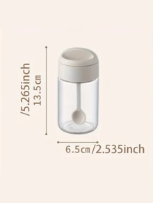 1/2 Cup Seasoning Jar With Spoon, 250ml Capacity. Suitable For Storing Sugar, Salt, Seasonings, Sauces, Etc. Placed On Kitchen Counter. Integrated Spoon And Lid Seasoning Storage Container Set, Moisture-Proof Salt And MSG Storage Box For Home Use. - Multicolor - View 8