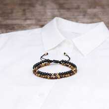 Vòng tay đính đá mắt hổ thủ công, trang sức bện kiểu Bohemian thân thiện với da, phù hợp cho cả nam và nữ đeo hàng ngày và làm quà tặng. - Nhiều màu - Xem 5