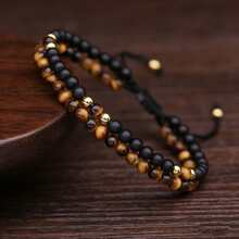 Vòng tay đính đá mắt hổ thủ công, trang sức bện kiểu Bohemian thân thiện với da, phù hợp cho cả nam và nữ đeo hàng ngày và làm quà tặng. - Nhiều màu - Xem 3