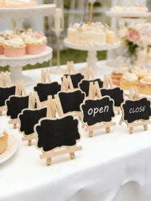 20/10/1pc Adjustable Mini Chalkboard With Stand - Made Of Natural Wood, Suitable For Wedding, Party Decoration, Can Be Used For Table Numbers, Food Labels, Etc. No Electricity Needed, Easy To Clean, Modern Style - Mini Blackboard - View 1