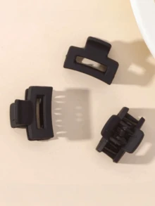 10pcs Mini Matte Black Square Hair Clips, Suitable For Daily, Vacation, Business Trip Gifts - Black - View 8